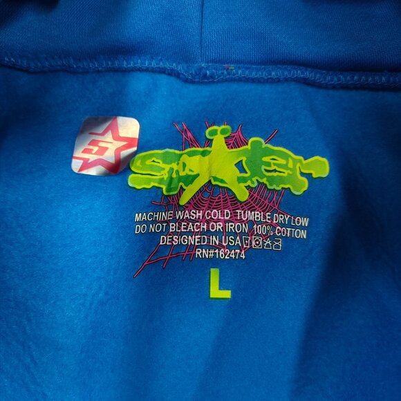 Spider Hoodie P*NK V2 Marina Blue Sizes Small, Medium and Large - Picture 5 of 5
